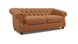 Orange Velvet 3.5 Seater Sofa - Traditional Chesterfield Style Custom Sofa In Stain Resistant Velvet - Wantage Range - thumbnail 1
