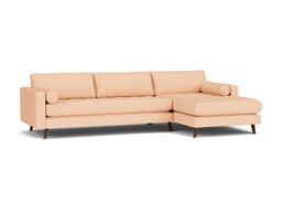 Pink Velvet 3 Seater Sofa With Chaise - Modern Style Custom Sofa In Stain Resistant Velvet - Shoreditch Range - thumbnail 1