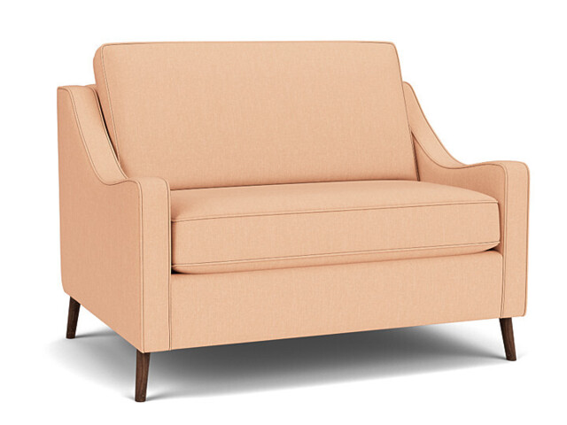 Pink Velvet Loveseat Armchair - Modern Snuggle Cuddler Custom Arm Chair In Stain Resistant Velvet - Weymouth Range - image 1