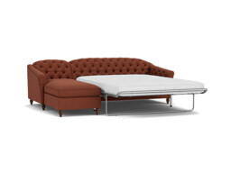 Sophisticated Payton Red 3 Seater Versatile Chaise Sofa Bed, Deep Button Detailing and Customisable - Darlings of Chelsea