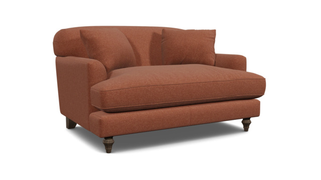 Red Velvet Loveseat Armchair - Traditional Snuggler Cuddler Custom Arm Chair In Easy Clean Velvet - Galloway Range - image 1