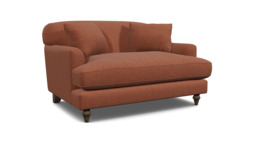 Red Velvet Loveseat Armchair - Traditional Snuggler Cuddler Custom Arm Chair In Easy Clean Velvet - Galloway Range