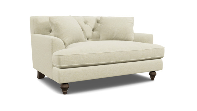 White Chenille Loveseat Armchair - Traditional Snuggler Cuddler Custom Arm Chair In Stain Resistant Chenille - Charnwood Range - image 1