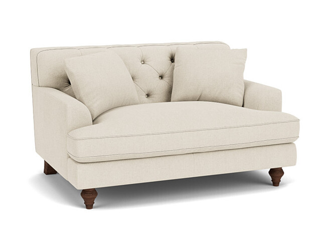 White Chenille Loveseat Armchair - Traditional Snuggler Cuddler Custom Arm Chair In Stain Resistant Chenille - Charnwood Range - image 1