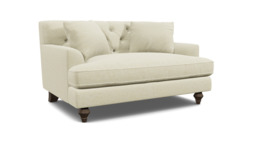 White Chenille Loveseat Armchair - Traditional Snuggler Cuddler Custom Arm Chair In Stain Resistant Chenille - Charnwood Range