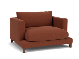 Red Velvet Loveseat Armchair - Modern Snuggle Cuddler Custom Arm Chair In Easy Clean Velvet - Holland Range