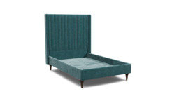 Teal Velvet Double Bed Frame - Modern Style Bed With Headboard In Stain Resistant Velvet - Wokingham Range - thumbnail 1