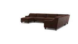 Banbury Large Luxury U-Shape Corner Sofa in Brown - Darlings of Chelsea - thumbnail 1