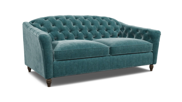Teal Velvet 3.5 Seater Sofa - Traditional Button Back Custom Sofa In Stain Resistant Velvet - Payton Range - image 1