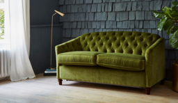 Teal Velvet 3.5 Seater Sofa - Traditional Button Back Custom Sofa In Stain Resistant Velvet - Payton Range - thumbnail 3