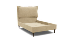 Cream Fabric Double Bed Frame - Traditional Low End With Large Headboard - Lyndhurst Range - thumbnail 1