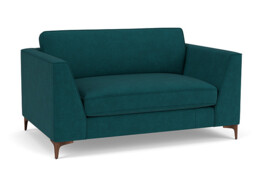 Teal Velvet Loveseat Armchair - Modern Snuggle Cuddler Custom Arm Chair In Stain Resistant Velvet - Clapham Range