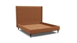 Orange Velvet Super King Size Bed Frame - Modern Style Bed With Headboard In Stain Resistant Velvet - Wokingham Range - thumbnail 1
