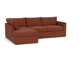 Red Velvet 5 Seater Sofa With Chaise - Modern Style Custom Sofa In Easy Clean Velvet - Portland Range - thumbnail 1