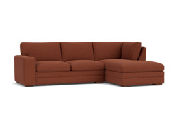 Red Velvet 3 Seater Sofa With Right Chaise - Modern Style Custom Sofa In Easy Clean Velvet - Sloane Range - thumbnail 1
