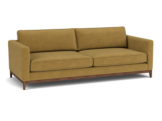 Yellow Velvet 2 Seater Sofa - Modern Style Custom Sofa In Stain Resistant Velvet - Darwin Range - image 1