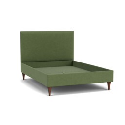 Green Linen Double Bed Frame - Traditional Low End With Large Headboard - Yarnmouth Range