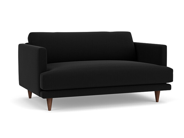 Black Velvet Loveseat Armchair - Modern Snuggle Cuddler Custom Arm Chair In Easy Clean Velvet - Middleton Range - image 1