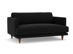 Black Velvet Loveseat Armchair - Modern Snuggle Cuddler Custom Arm Chair In Easy Clean Velvet - Middleton Range
