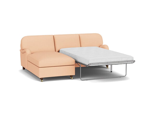 Pink Velvet 2 Seater Sofabed With Chaise - Traditional Fold Out Custom Sofa Bed In Stain Resistant Velvet - Helston Range - image 1