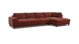 Purple Velvet 4 Seater Sofa With Chaise - Modern Style Custom Sofa In Easy Clean Velvet - Kingly Range - thumbnail 1