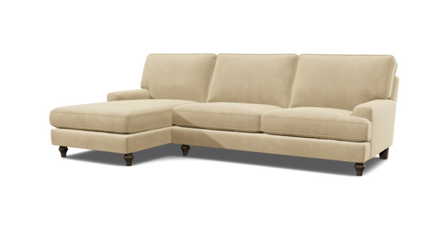 Cream Fabric 2 Seater Sofa With Chaise - Modern Style Custom Sofa - Whinfell Range - image 1