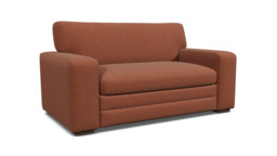 Red Velvet Loveseat Armchair - Modern Snuggle Cuddler Custom Arm Chair In Easy Clean Velvet - Sloane Range