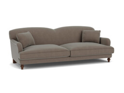Brown Velvet 4 Seater Sofa - Traditional Style Custom Sofa In Easy Clean Velvet - Evelyn Range - thumbnail 1
