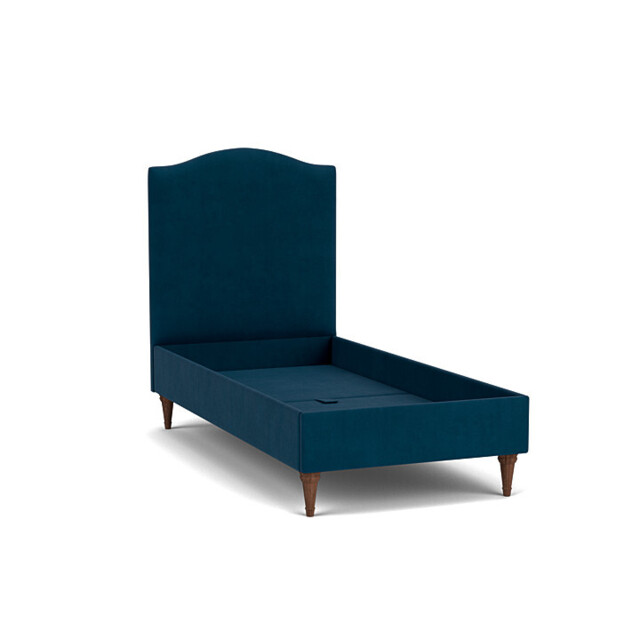 Blue Velvet Single Bed Frame - Traditional Low End With Large Headboard In Easy Clean Velvet - Avebury Range - image 1