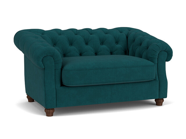 Teal Velvet Loveseat Armchair - Traditional Snuggler Cuddler Custom Arm Chair In Stain Resistant Velvet - Wantage Range - image 1