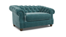 Teal Velvet Loveseat Armchair - Traditional Snuggler Cuddler Custom Arm Chair In Stain Resistant Velvet - Wantage Range