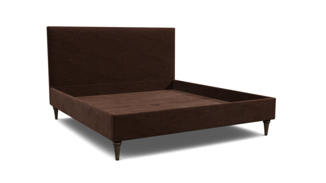 Brown Velvet Super King Size Bed Frame - Traditional Low End With Large Headboard In Easy Clean Velvet - Yarnmouth Range - image 1