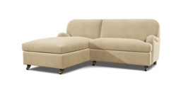 Cream Fabric Loveseat Sofabed With Chaise - Traditional Pull Out Single Custom Sofa Bed - Helston Range