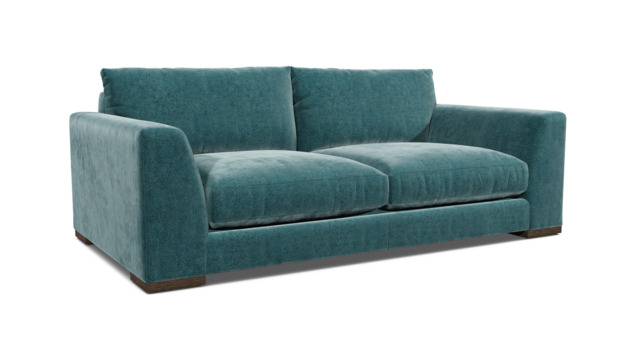 Teal Velvet 2 Seater Sofa - Modern Style Custom Sofa In Stain Resistant Velvet - Kingston Range - image 1
