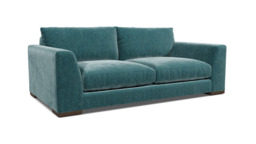 Teal Velvet 2 Seater Sofa - Modern Style Custom Sofa In Stain Resistant Velvet - Kingston Range - thumbnail 1