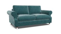 Teal Velvet 3 Seater Sofabed - Traditional Fold Out Custom Sofa Bed In Stain Resistant Velvet - Kendal Range - thumbnail 1