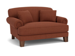Red Velvet Loveseat Armchair - Traditional Snuggler Cuddler Custom Arm Chair In Easy Clean Velvet - Thatcham Range - thumbnail 1