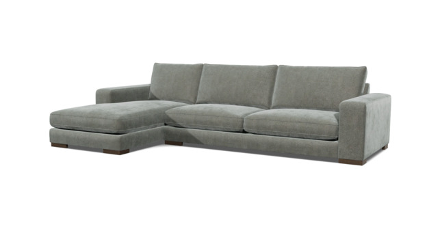 Grey Fabric 2 Seater Sofa With Chaise - Modern Style Custom Sofa In Easy Clean Fabric - Ashdown Range - image 1