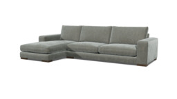 Grey Fabric 2 Seater Sofa With Chaise - Modern Style Custom Sofa In Easy Clean Fabric - Ashdown Range - thumbnail 1