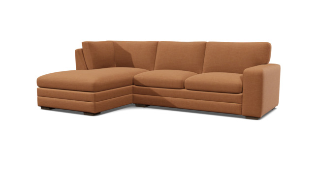 Orange Velvet 3 Seater Sofa With Left Chaise - Modern Style Custom Sofa In Stain Resistant Velvet - Sloane Range - image 1