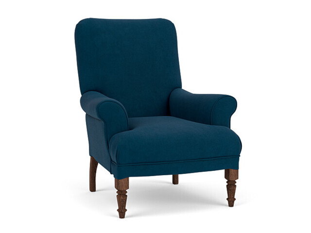 Blue Velvet Armchair - Traditional Accent Custom Arm Chair In Easy Clean Velvet - Tidworth Range - image 1