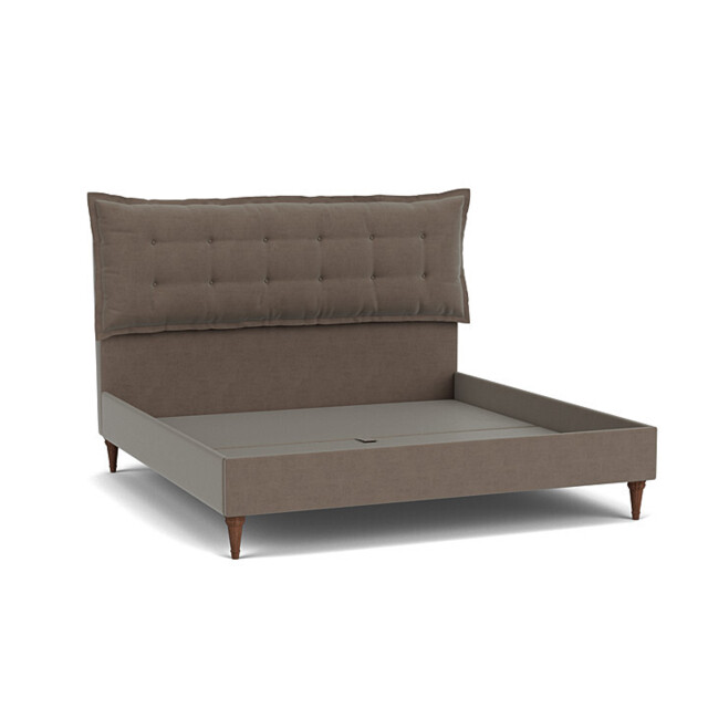 Brown Velvet Emperor Size Bed Frame - Traditional Low End With Large Headboard In Easy Clean Velvet - Lyndhurst Range - image 1