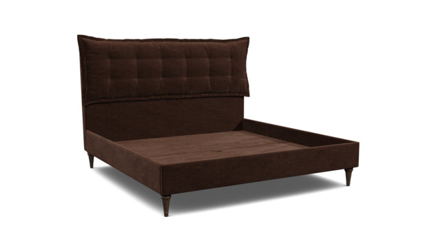 Brown Velvet Emperor Size Bed Frame - Traditional Low End With Large Headboard In Easy Clean Velvet - Lyndhurst Range - image 1