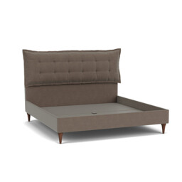Brown Velvet Emperor Size Bed Frame - Traditional Low End With Large Headboard In Easy Clean Velvet - Lyndhurst Range - thumbnail 1