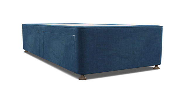 Blue Velvet Single Bed Divan - Modern Style Divan Base In Easy Clean Velvet - Barnsley Range - image 1