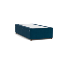 Blue Velvet Single Bed Divan - Modern Style Divan Base In Easy Clean Velvet - Barnsley Range