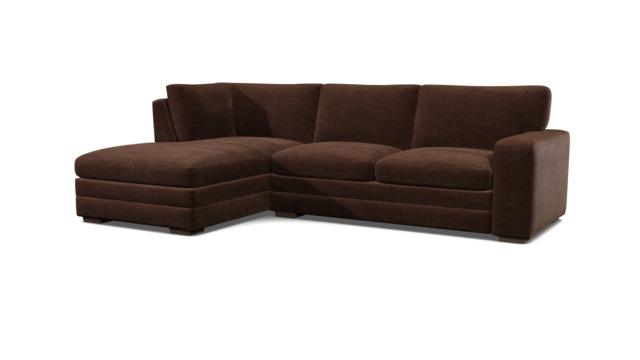 Brown Velvet 3 Seater Sofa With Left Chaise - Modern Style Custom Sofa In Easy Clean Velvet - Sloane Range - image 1