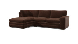 Brown Velvet 3 Seater Sofa With Left Chaise - Modern Style Custom Sofa In Easy Clean Velvet - Sloane Range