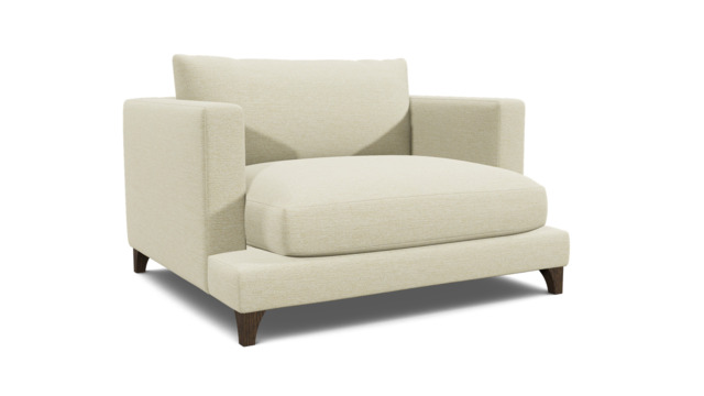 White Chenille Loveseat Armchair - Modern Snuggle Cuddler Custom Arm Chair In Stain Resistant Chenille - Holland Range - image 1
