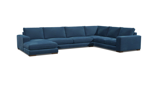Blue Velvet U Shaped Sofa - Modren U Shape Corner Custom Sofa In Easy Clean Velvet - Ashdown Range - image 1